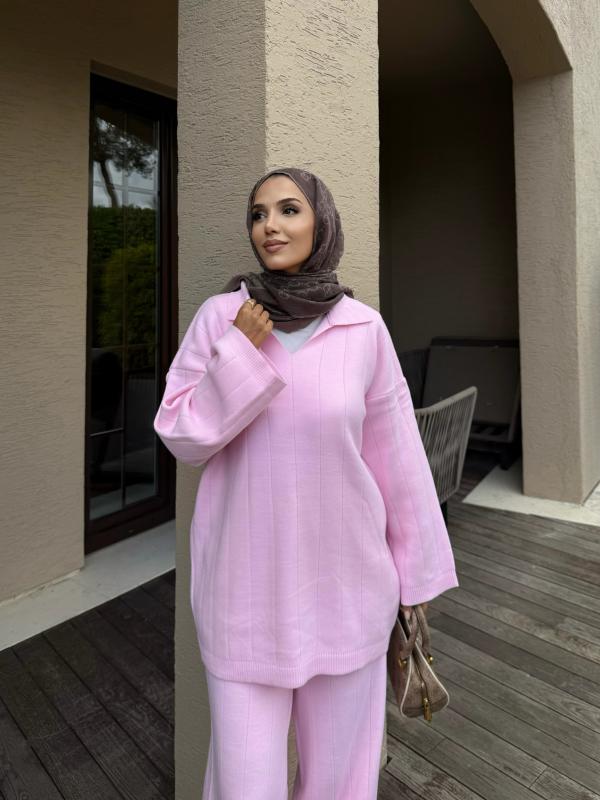 Pembe V Yaka Triko Takım 1030