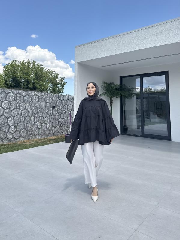 SİYAH LİNA KATKAT GÖMLEK 1160