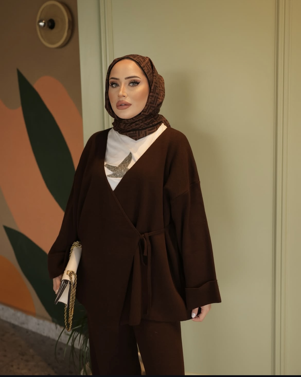 Kahverengi Yeni Kimona Triko Takım 1050