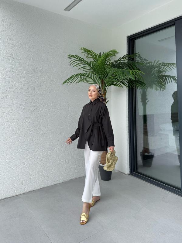 SİYAH ASEL ÇAPRAZ GÖMLEK 1155