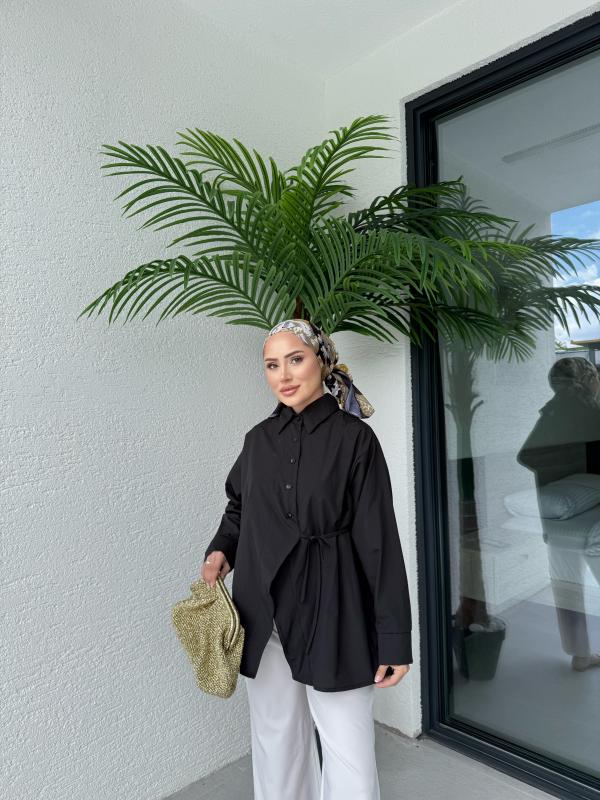 SİYAH ASEL ÇAPRAZ GÖMLEK 1155