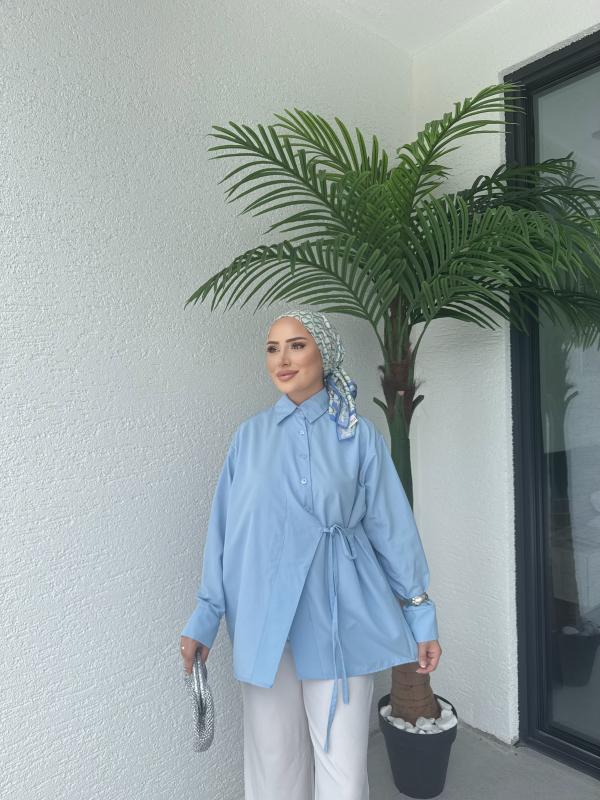 MAVİ ASEL ÇAPRAZ GÖMLEK 1155