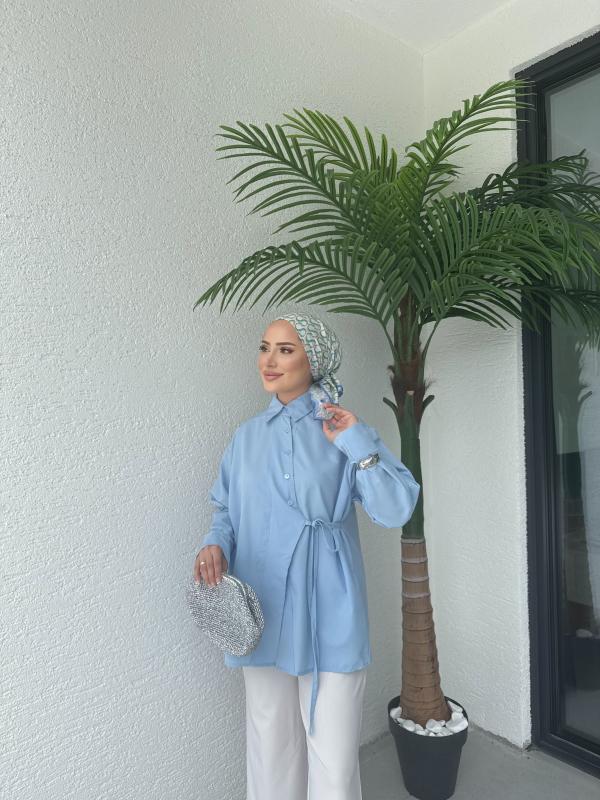 MAVİ ASEL ÇAPRAZ GÖMLEK 1155