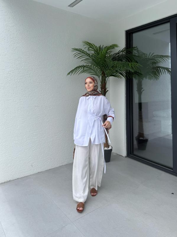 BEYAZ ASEL ÇAPRAZ GÖMLEK 1155