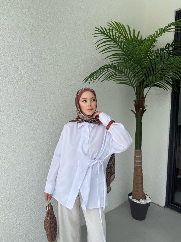 BEYAZ ASEL ÇAPRAZ GÖMLEK 1155