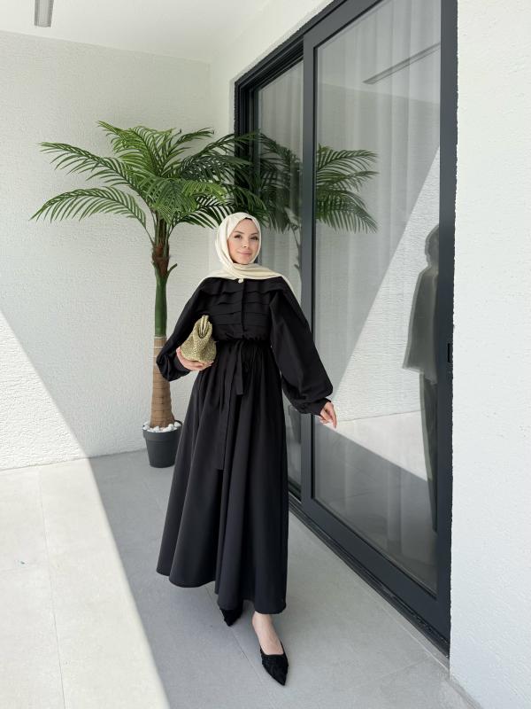 SİYAH LİVA ELBİSE 1158