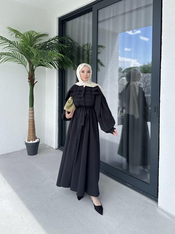 SİYAH LİVA ELBİSE 1158