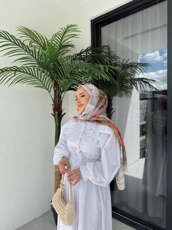 BEYAZ LİVA ELBİSE 1158