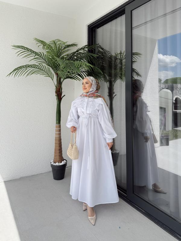 BEYAZ LİVA ELBİSE 1158