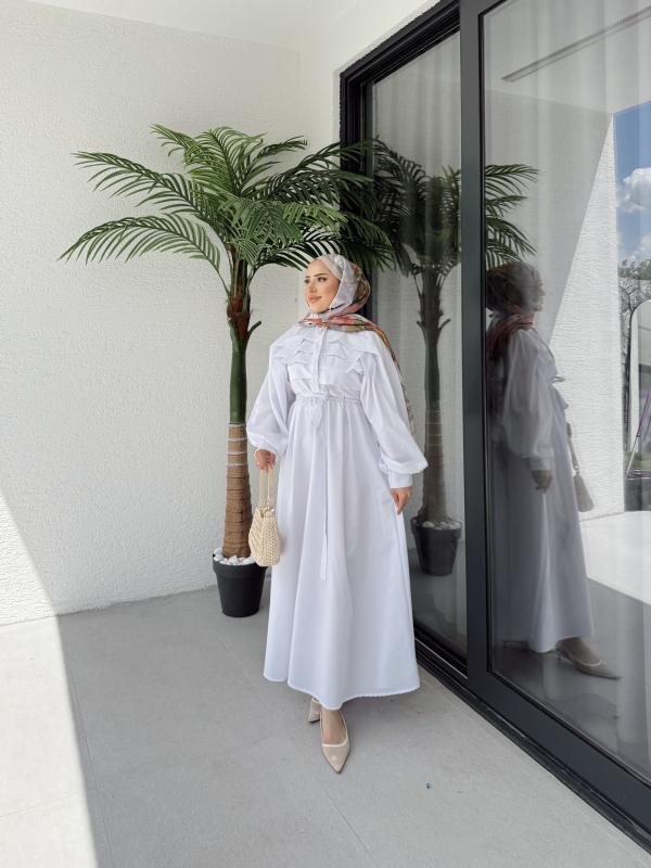 BEYAZ LİVA ELBİSE 1158