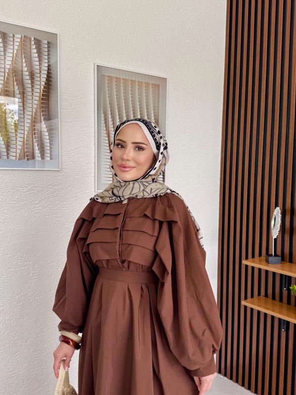 KAHVE LİVA ELBİSE 1158