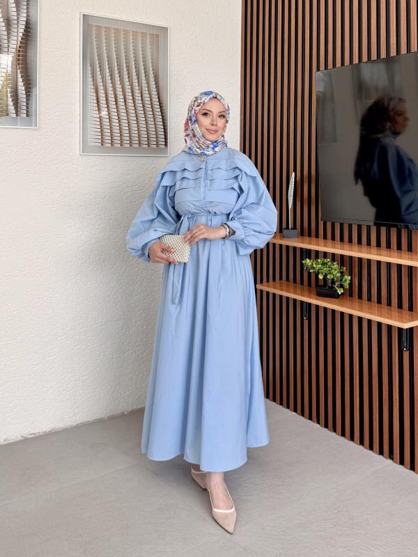 MAVİ LİVA ELBİSE 1158