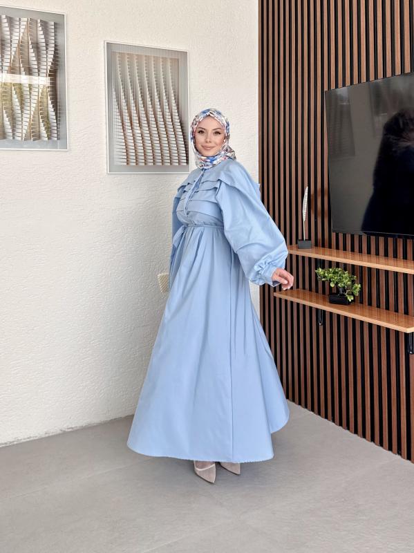 MAVİ LİVA ELBİSE 1158