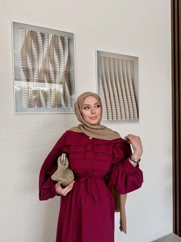 BORDO  LİVA ELBİSE 1158