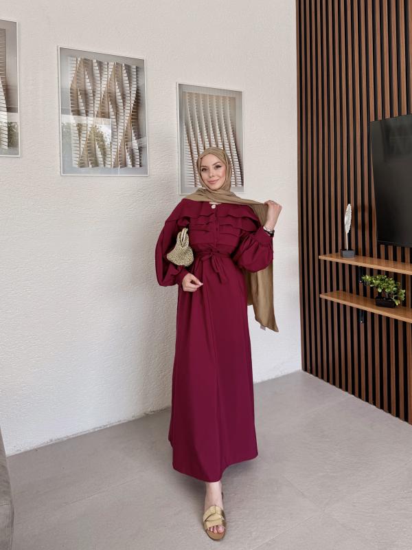 BORDO  LİVA ELBİSE 1158