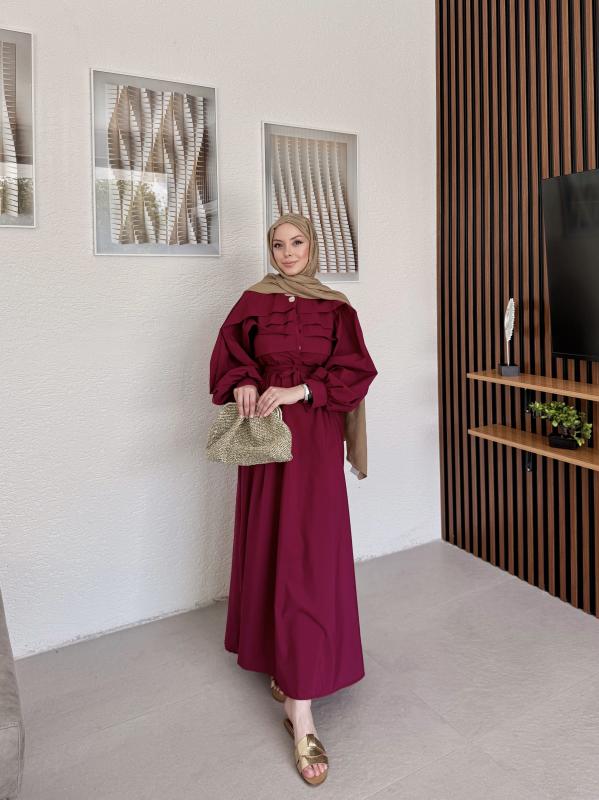 BORDO  LİVA ELBİSE 1158