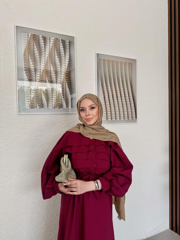 BORDO  LİVA ELBİSE 1158