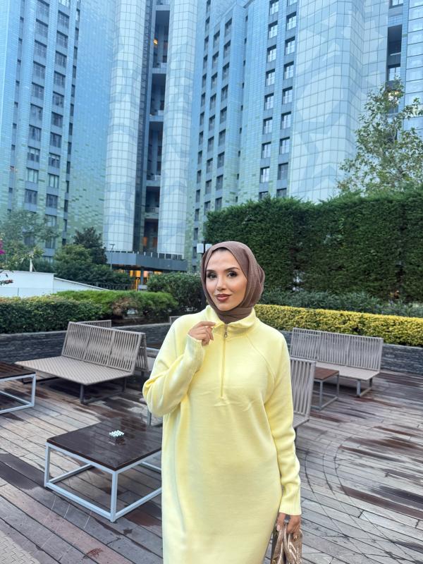 Sarı Blow Triko Elbise