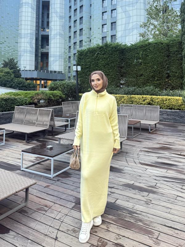 Sarı Blow Triko Elbise