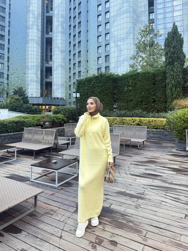 Sarı Blow Triko Elbise