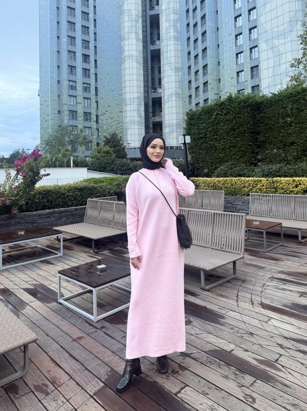 Pembe Blow Triko Elbise