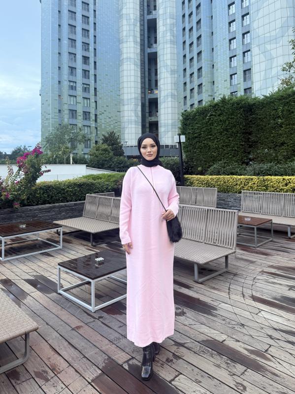 Pembe Blow Triko Elbise