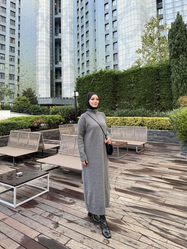 Antrasit Blow Triko Elbise