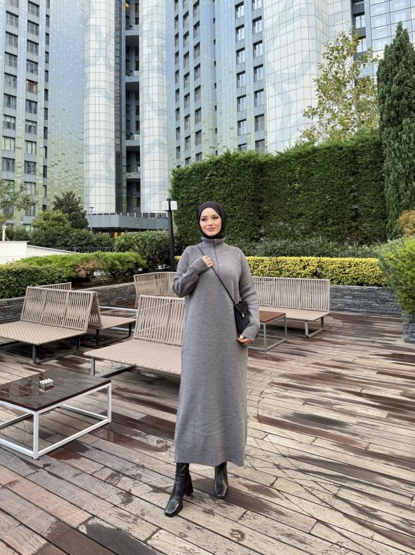 Antrasit Blow Triko Elbise