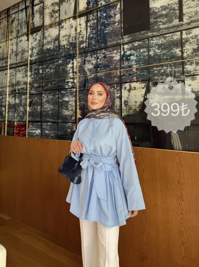 MOCA BAĞLAMALI MAVİ   GÖMLEK  1148