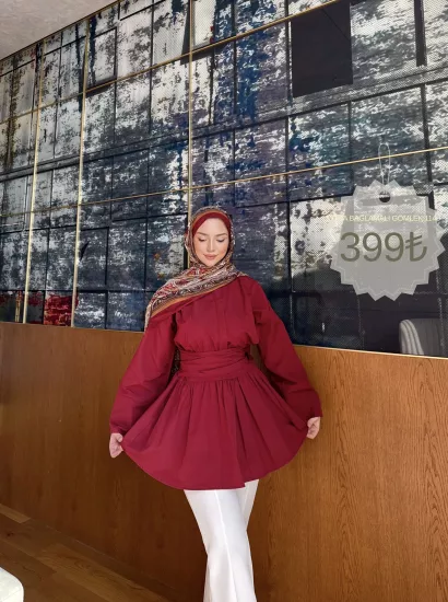 MOCA BAĞLAMALI BORDO GÖMLEK  1148