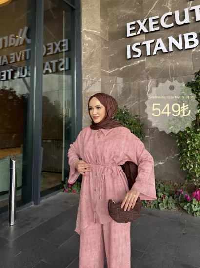 GÜL KURUSU  SAHRA KETEN TAKIM 6166