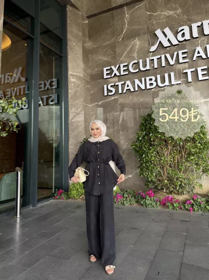 SİYAH GAYE  KETEN TAKIM 6158