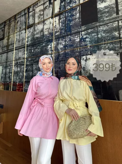 MOCA BAĞLAMALI PEMBE  GÖMLEK  1148