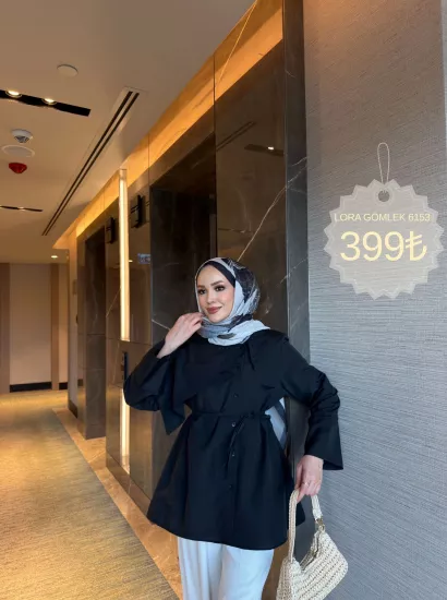 SİYAH  LORA GÖMLEK 6153﻿﻿ 