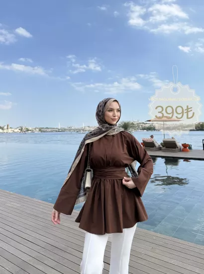 MOCA BAĞLAMALI KAHVE   GÖMLEK  1148
