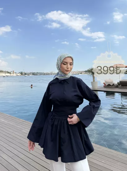 MOCA BAĞLAMALI LACİVERT  GÖMLEK  1148