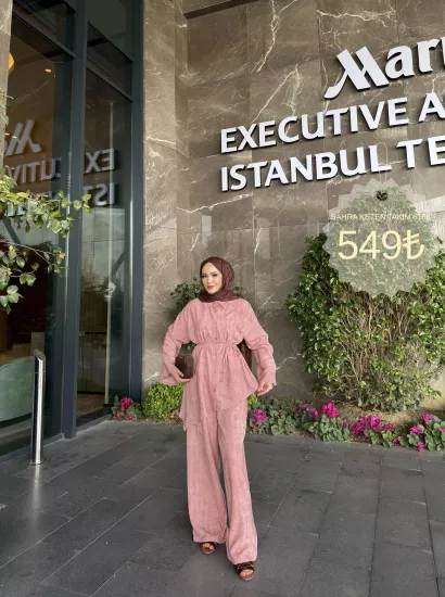 GÜL KURUSU  SAHRA KETEN TAKIM 6166