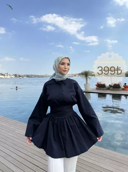 MOCA BAĞLAMALI LACİVERT  GÖMLEK  1148