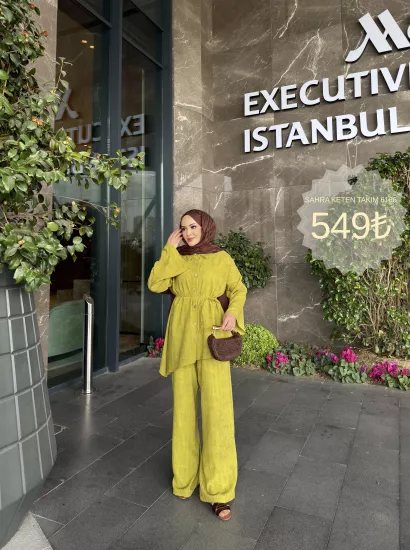 YAĞ YEŞİLİ  SAHRA KETEN TAKIM 6166