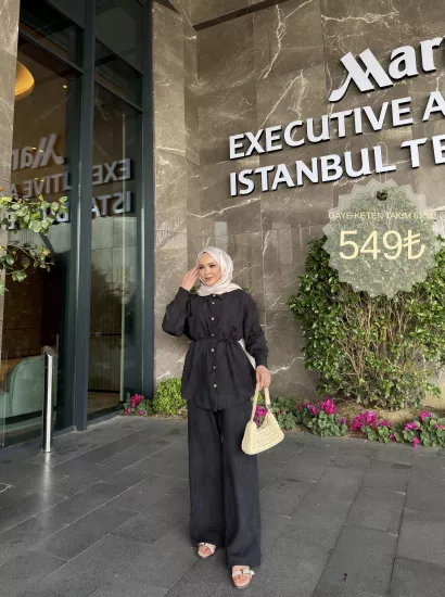 SİYAH GAYE  KETEN TAKIM 6158