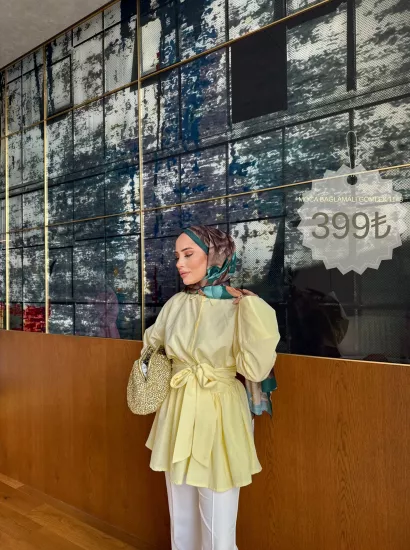MOCA BAĞLAMALI SARI GÖMLEK  1148