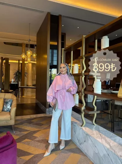 PEMBE OLİVA GÖMLEK 1162