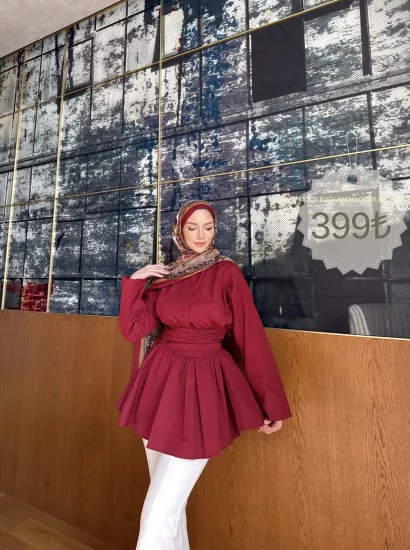 MOCA BAĞLAMALI BORDO GÖMLEK  1148