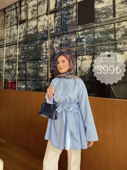 MOCA BAĞLAMALI MAVİ   GÖMLEK  1148