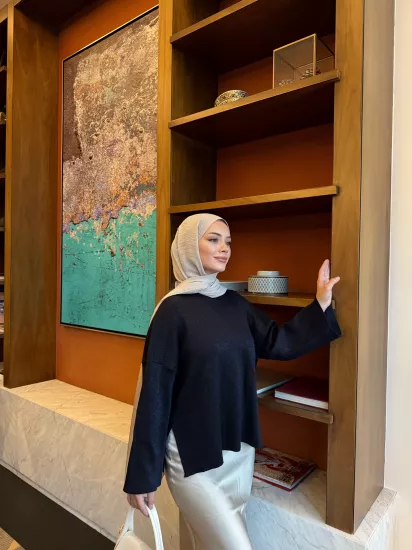 LACİVERT  SİMLİ TRİKO KAZAK