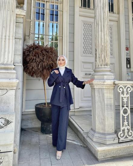 LACİVERT ÇİZGİLİ CEKET TAKIM 6102