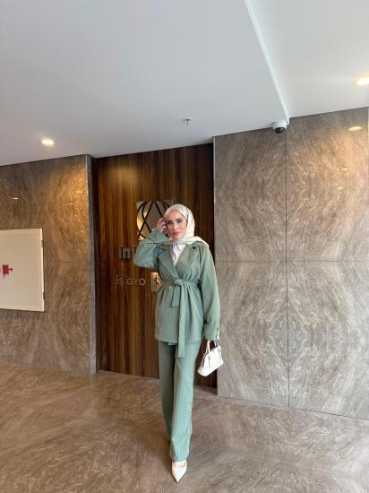 YEŞİL ÇİZGİLİ CEKET TAKIM 6102