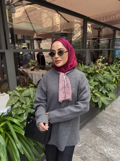 ANTRASİT FULAR DETAY TRİKO Kazak 2520