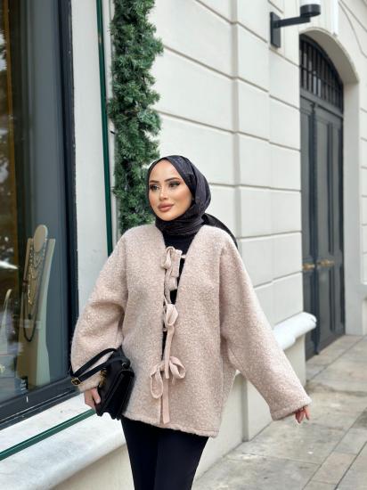 Bej Yumoş Bağlamalı 1116 Ceket 