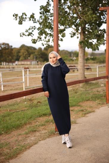 Lacivert  Basic Triko Elbise 1031